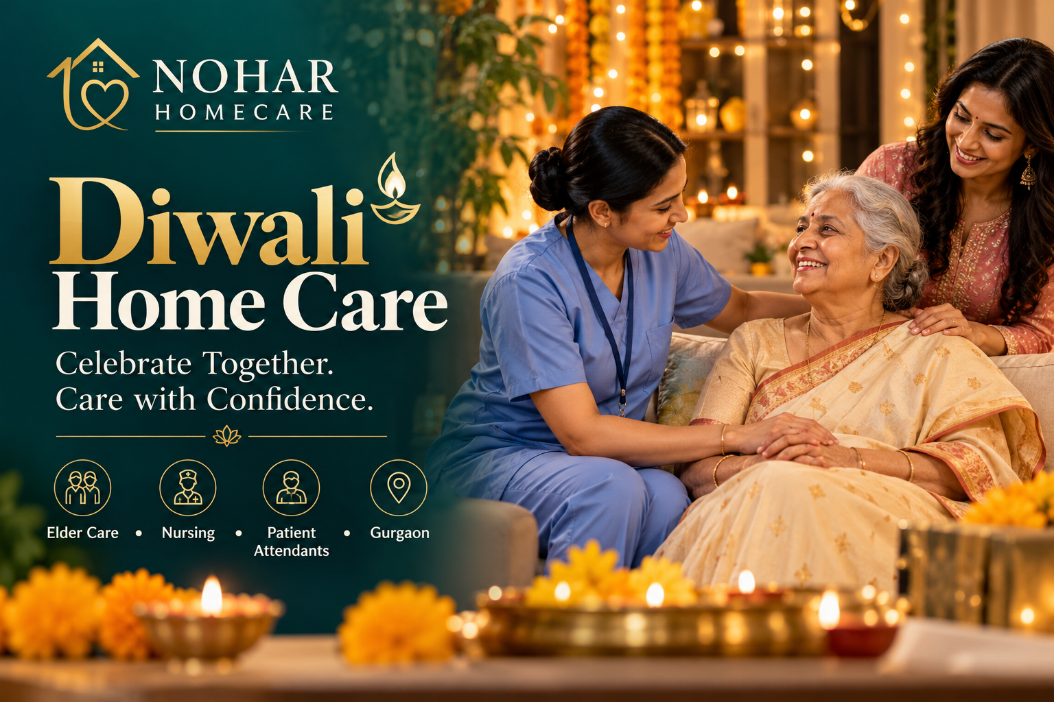 Diwali 2026 home nursing and elder care services in Gurgaon by NOHAR Homecare