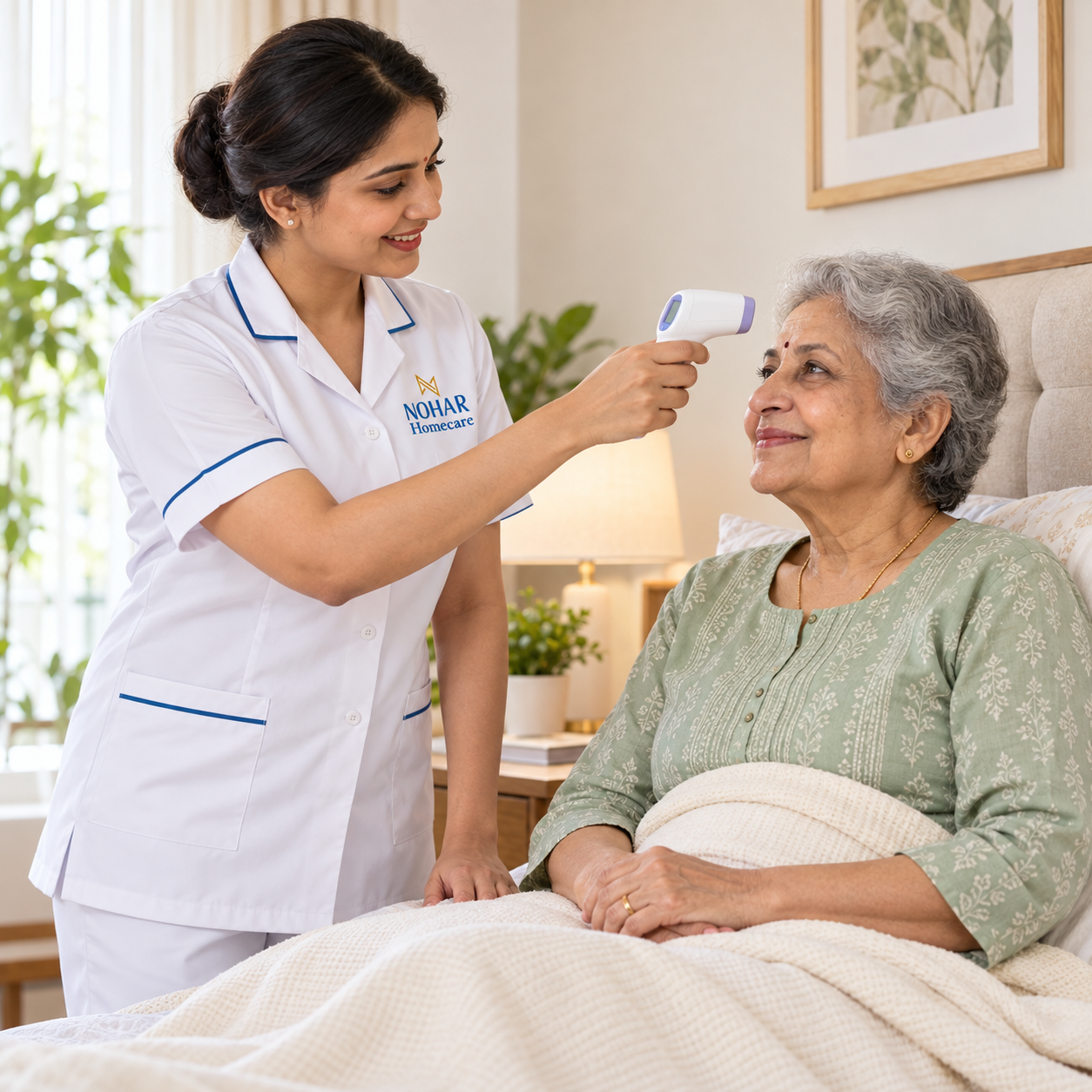 Professional nurse with senior patient